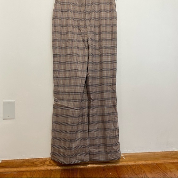 NEW NWT MODCLOTH Plaid Appeal Vest Jumpsuit Tan Brown Blue Sleeveless Retro 70s - Picture 5 of 16